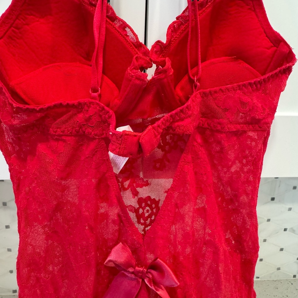 Victoria’s Secret Red Lace Lingerie- 34B - Picture 9 of 9